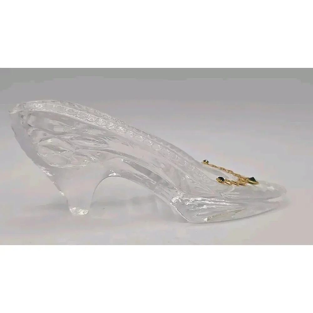 Killarney Crystal Ireland Glass‎ Slipper Shoe Gold Chain Green Rhinestones PB103